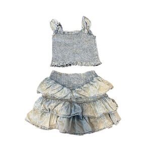 Chic 2 Chic Girls 2-Piece Blue Denim Outfit Size 5 Skirt Set Casual